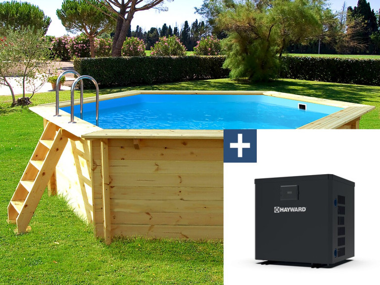 Hawai" wooden pool - 4.10 x 1.18 m + 3.5 kw/h heat pump
