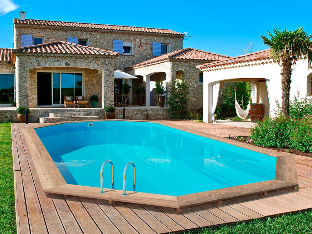 Palma 130" wooden pool - 7.57 x 4.07 x 1.31 m + "PowerLine by Hayward" 6 kw/h inverter pool heat pump - Black