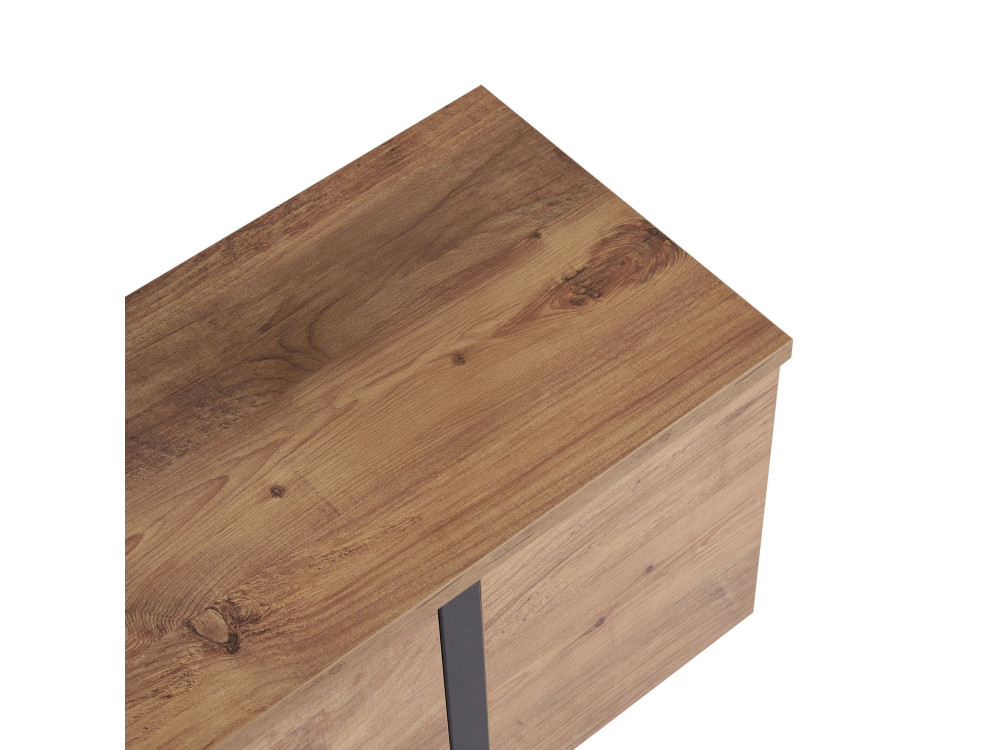 Onera" wooden TV stand - 180 x 30 x 50 cm - Atlantic Pine / Black