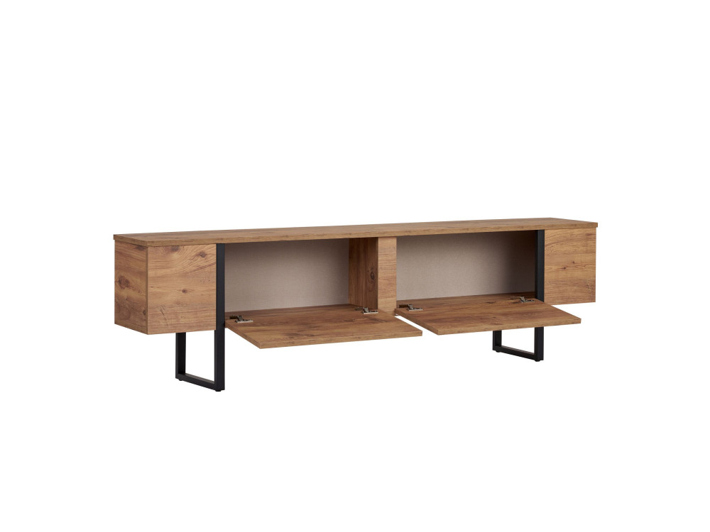 Onera" wooden TV stand - 180 x 30 x 50 cm - Atlantic Pine / Black