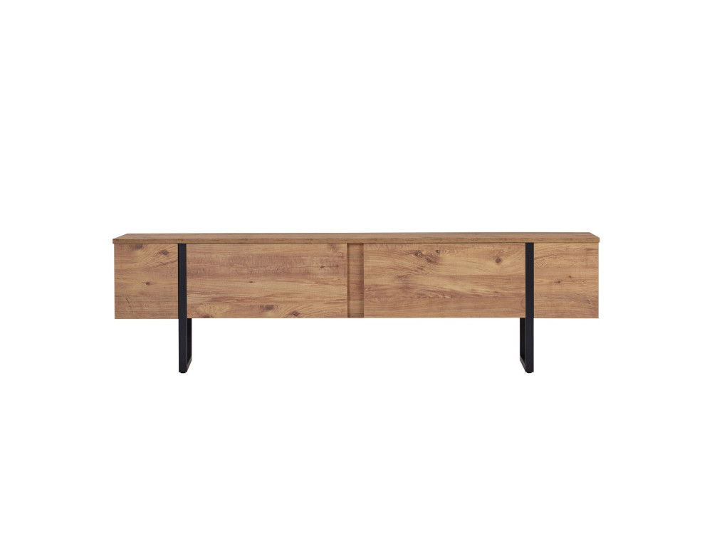 Onera" wooden TV stand - 180 x 30 x 50 cm - Atlantic Pine / Black