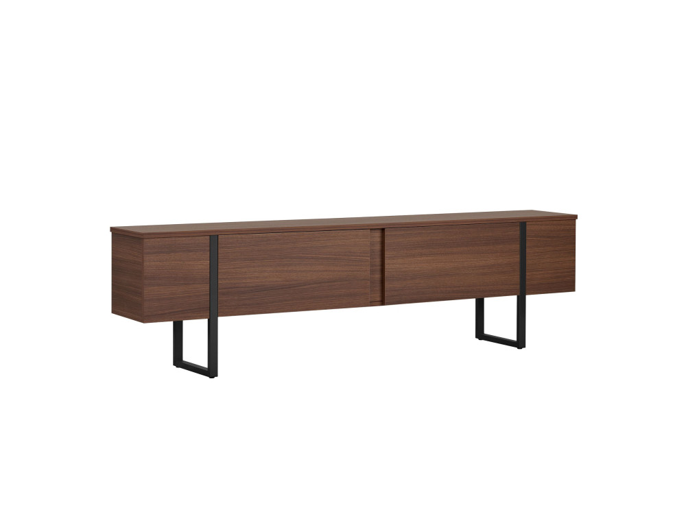Onera" wooden TV stand - 180 x 30 x 50 cm - Walnut / Black