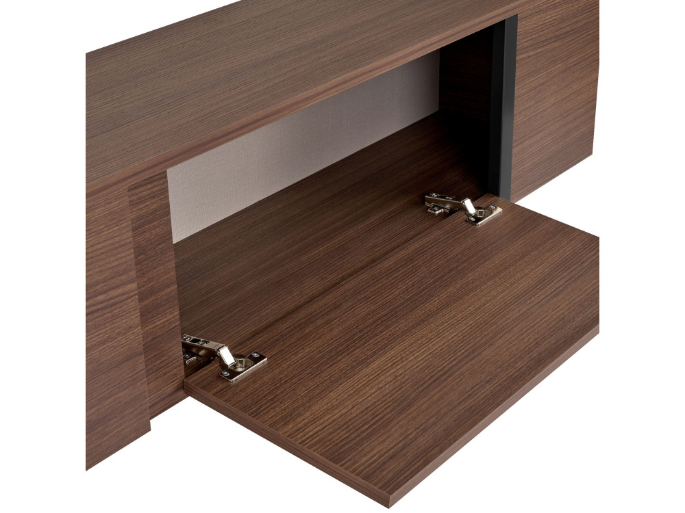Onera" wooden TV stand - 180 x 30 x 50 cm - Walnut / Black