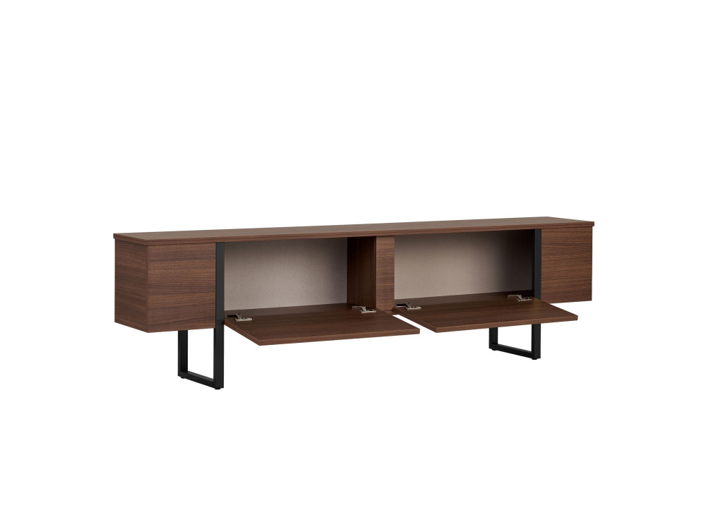 Onera" wooden TV stand - 180 x 30 x 50 cm - Walnut / Black