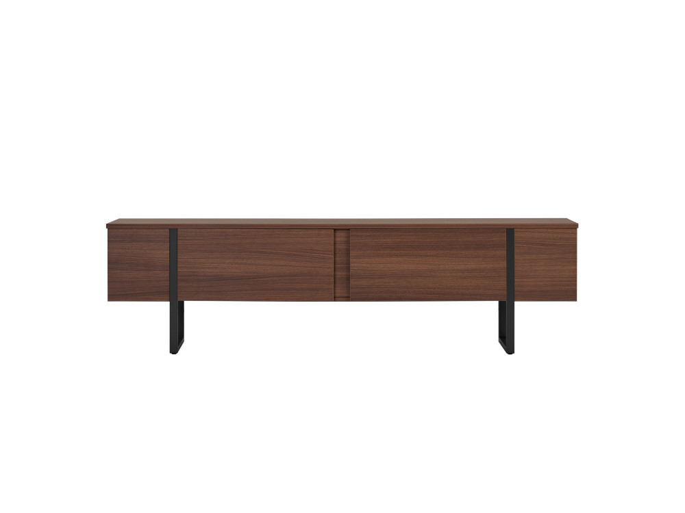 Onera" wooden TV stand - 180 x 30 x 50 cm - Walnut / Black