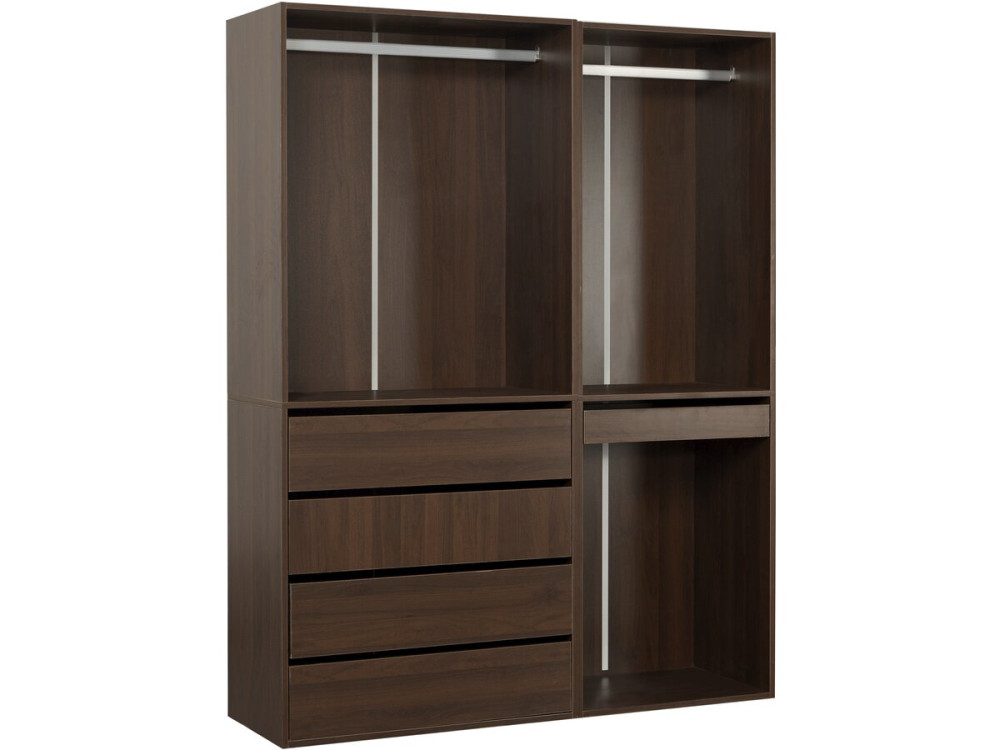 Kit dressing modulable avec penderie, tiroirs et rangements "Opéra" - 2 éléments - Marron