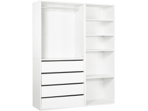 Kit dressing modulable avec penderie, 4 tiroirs et 5 étagères "Opéra" - 2 éléments - Blanc