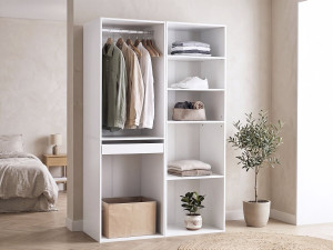 Kit dressing modulable avec penderie, porte-pantalons et 5 étagères  "Opéra" - 2 éléments - Blanc 2