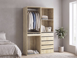 Kit dressing modulable avec penderie, porte-pantalons, 5 tiroirs et 2 étagères "Opéra" - 2 éléments - Beige 2