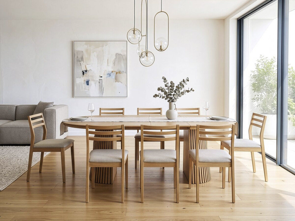 Sylva" extendable wooden dining table - 120/200 cm - Seats 4 to 8 - Brown