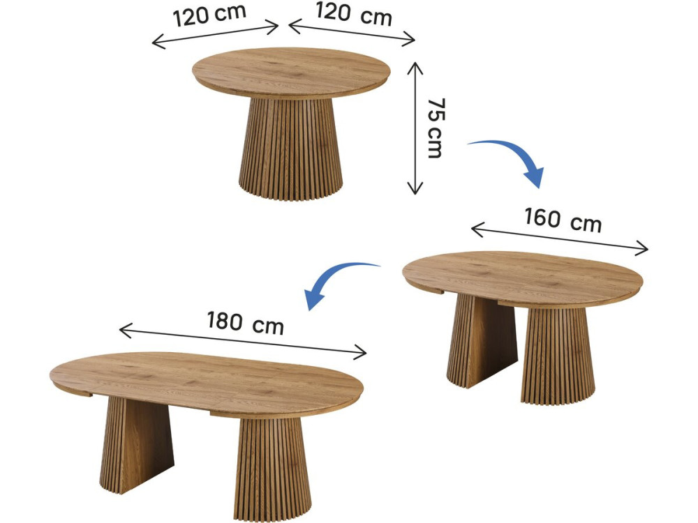 Sylva" extendable wooden dining table - 120/200 cm - Seats 4 to 8 - Brown