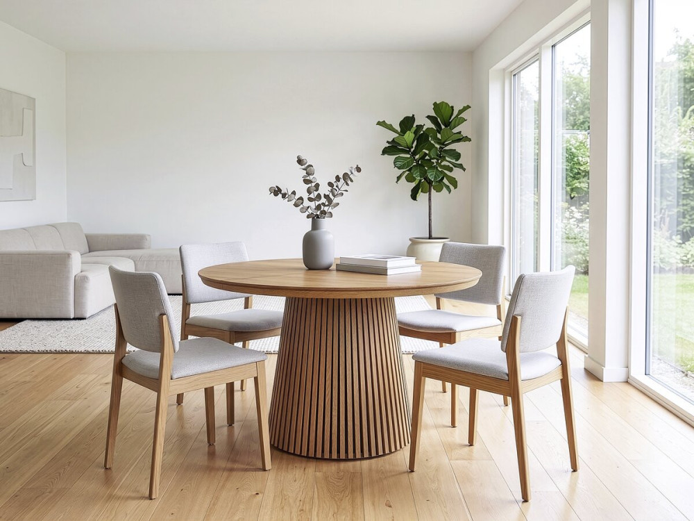 Sylva" extendable wooden dining table - 120/200 cm - Seats 4 to 8 - Brown
