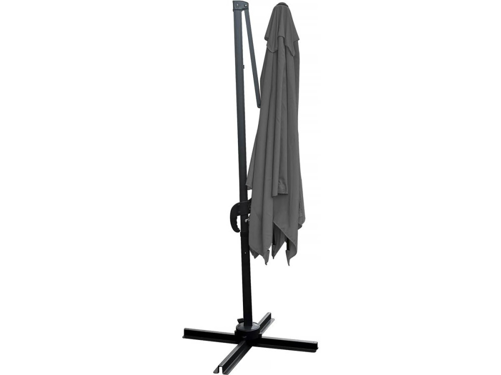 Hanging garden parasol with portable base "Soleil" - Square shape -  2.5 x 2.5 m - Grey + Base stand