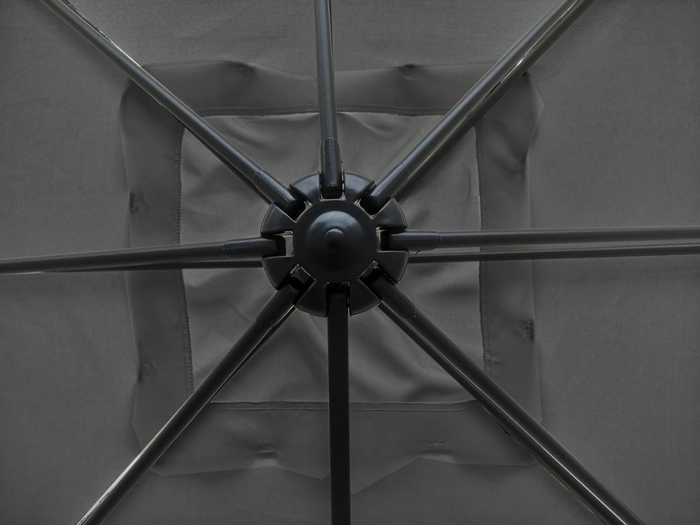Hanging garden parasol with portable base "Soleil" - Square shape -  2.5 x 2.5 m - Grey + Base stand