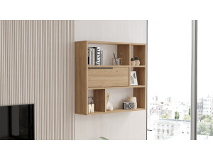 Calvin" wooden wall shelf - 90 x 22 x 81 cm - Brown 2