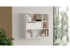 Calvin" wooden wall shelf - 90 x 22 x 81 cm - White 2