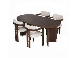 Meridia 4" Wooden Table and Chair Set (5 Pieces) - 180 x 90 x 75 cm - White
