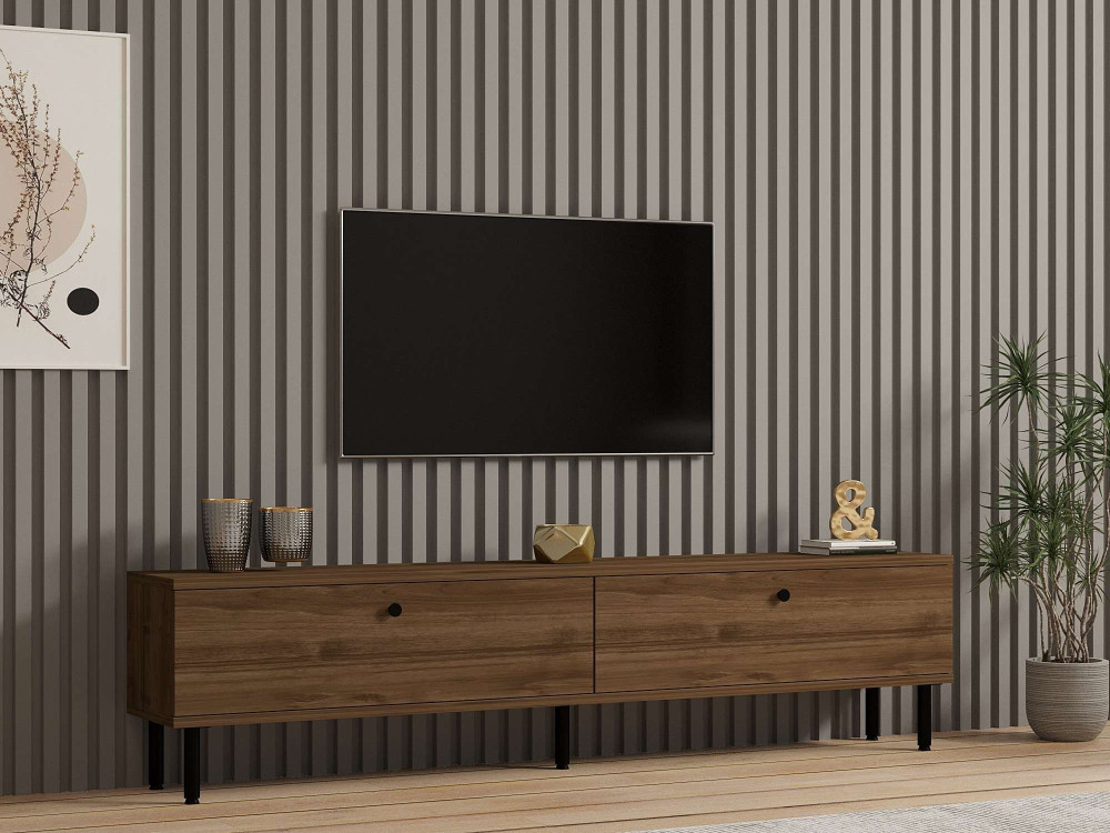 Nantes" wooden TV stand - 160 x 25 x 37 cm - Brown