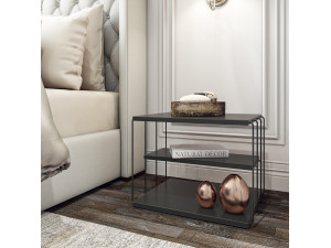 Lifon" wooden side table 50 x 40 x 33 cm - Anthracite 2