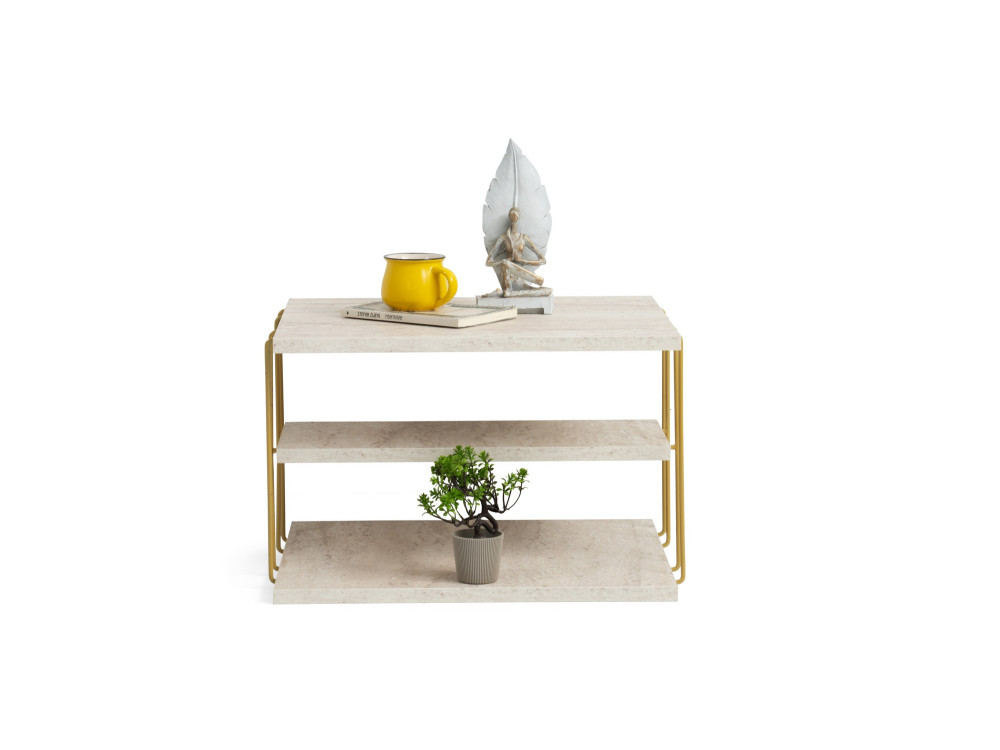 Lifon" wooden side table 50 x 40 x 33 cm - Travertine