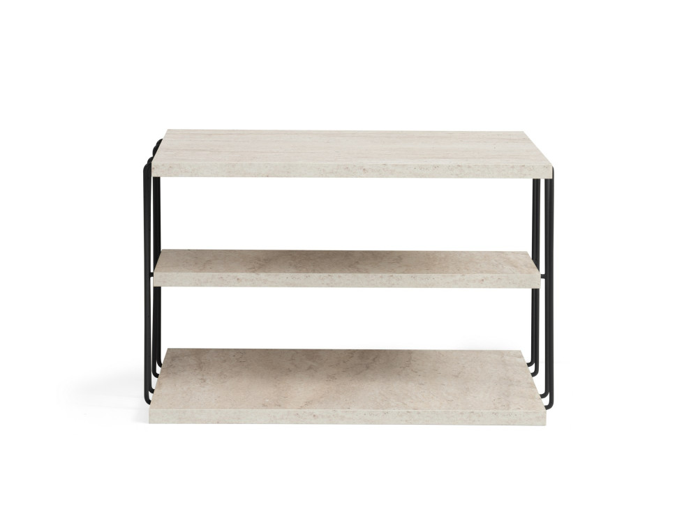 Lifon" wooden side table - 50 x 40 x 33 cm - Travertine