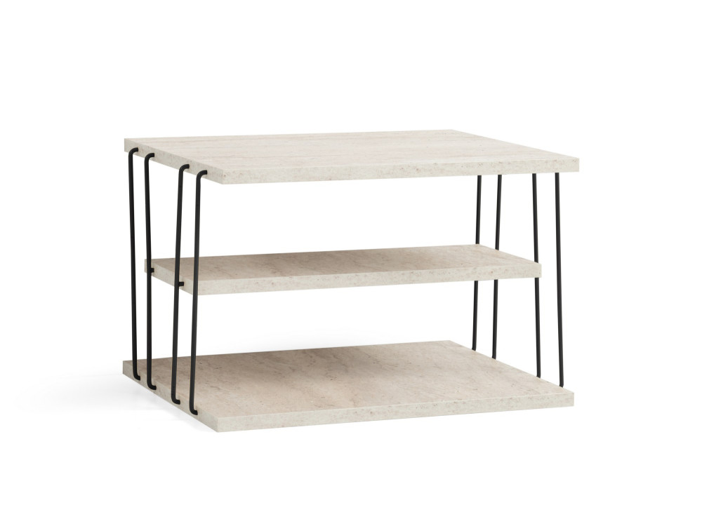 Lifon" wooden side table - 50 x 40 x 33 cm - Travertine