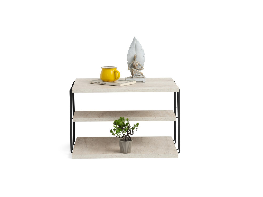 Lifon" wooden side table - 50 x 40 x 33 cm - Travertine