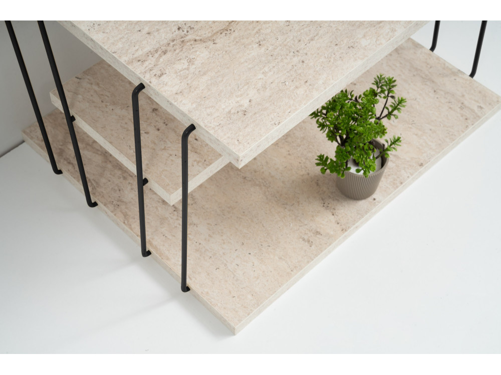 Lifon" wooden side table - 50 x 40 x 33 cm - Travertine