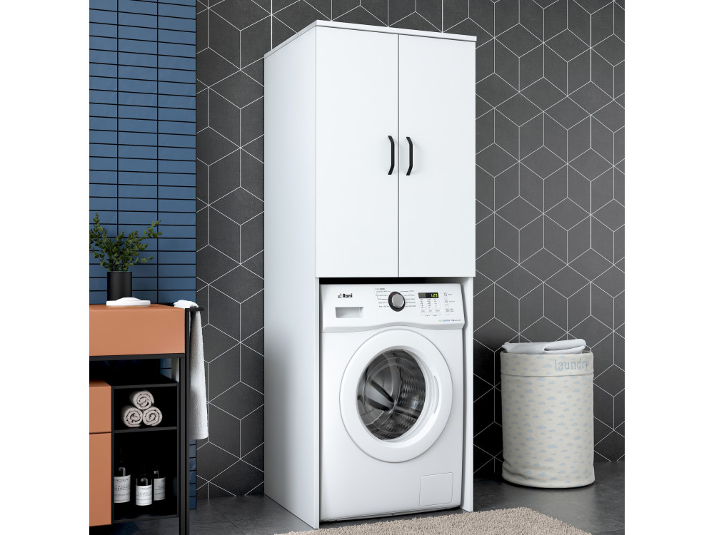 Losal" wooden washing machine cabinet - 65 x 62 x 181 cm - White
