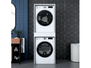 Dorma" wooden washing machine cabinet - 66 x 65 x 189 cm - White 2
