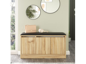 Mirko" wooden shoe cabinet - 90 x 35 x 45 cm - Beige 2