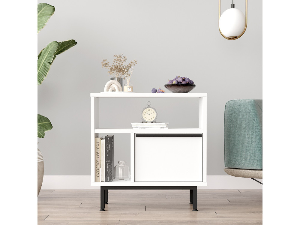 Calvin" wooden side table - 60 x 25 x 60 cm - White