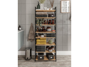 Plastic" wooden bookcase - 46 x 18 x 128 cm - Black 2