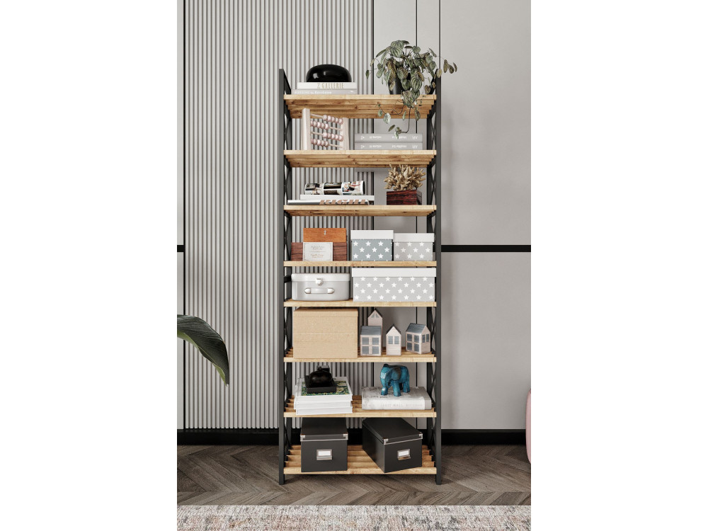 Plastic" wooden bookcase - 46 x 18 x 128 cm - Black
