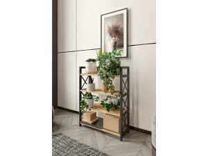 Plastic" wooden bookcase - 46 x 18 x 64 cm - Black 2