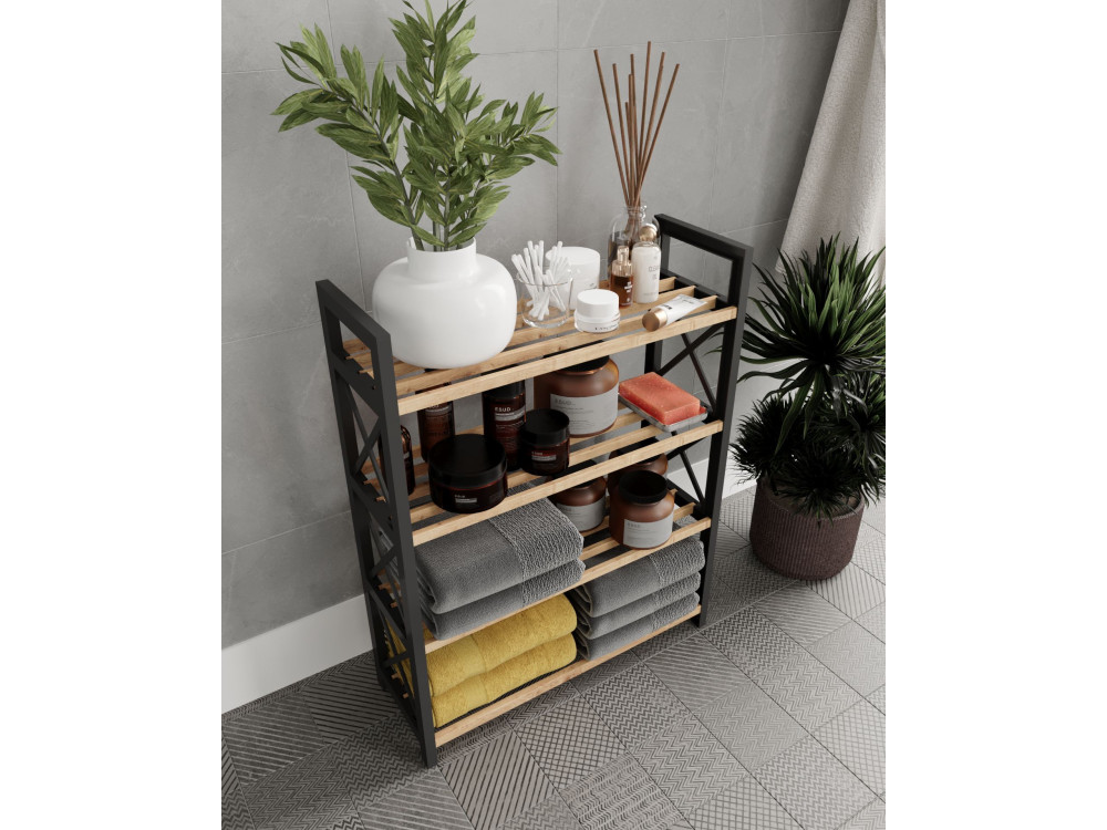 Plastic" wooden bookcase - 46 x 18 x 64 cm - Black