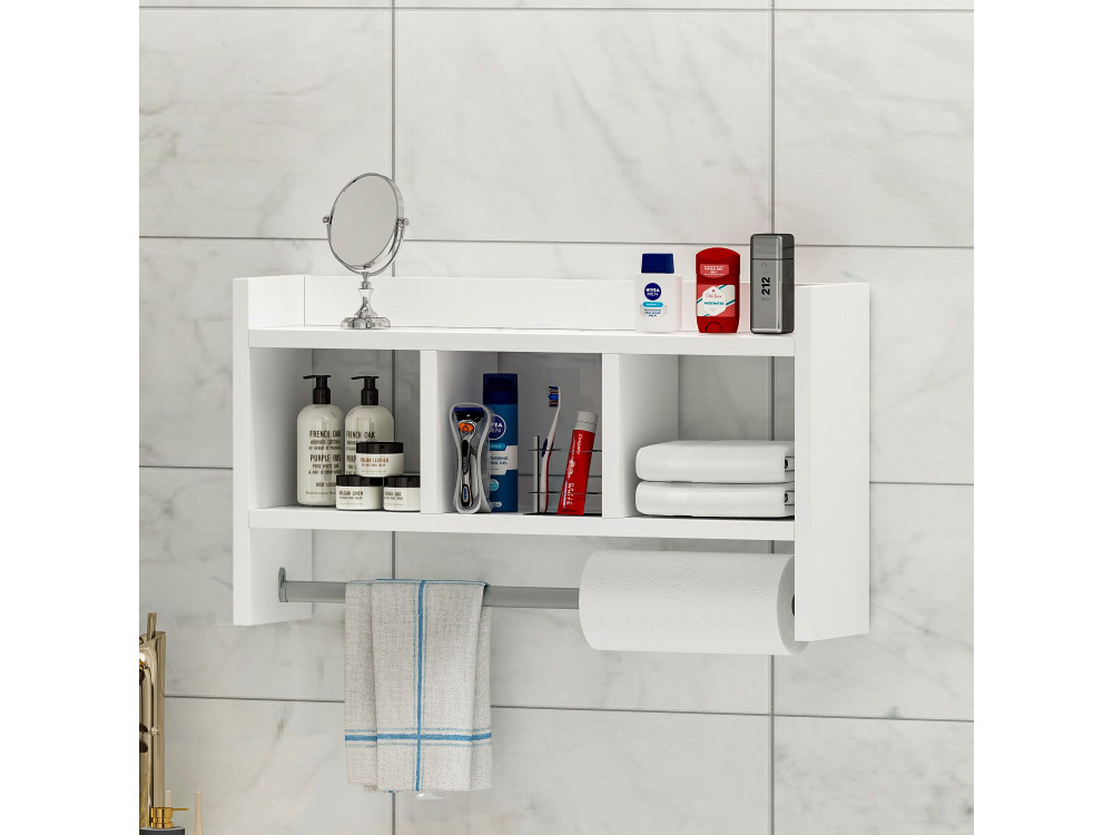 Asya" wooden wall shelf - 63 x 14 x 35 cm - White