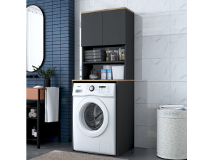 Kado" wooden washing machine cabinet - 65 x 60 x 183 cm - Anthracite grey 2