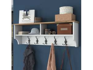 Wooden coat rack "Pino" - 120 x 22 x 37 cm - White 2