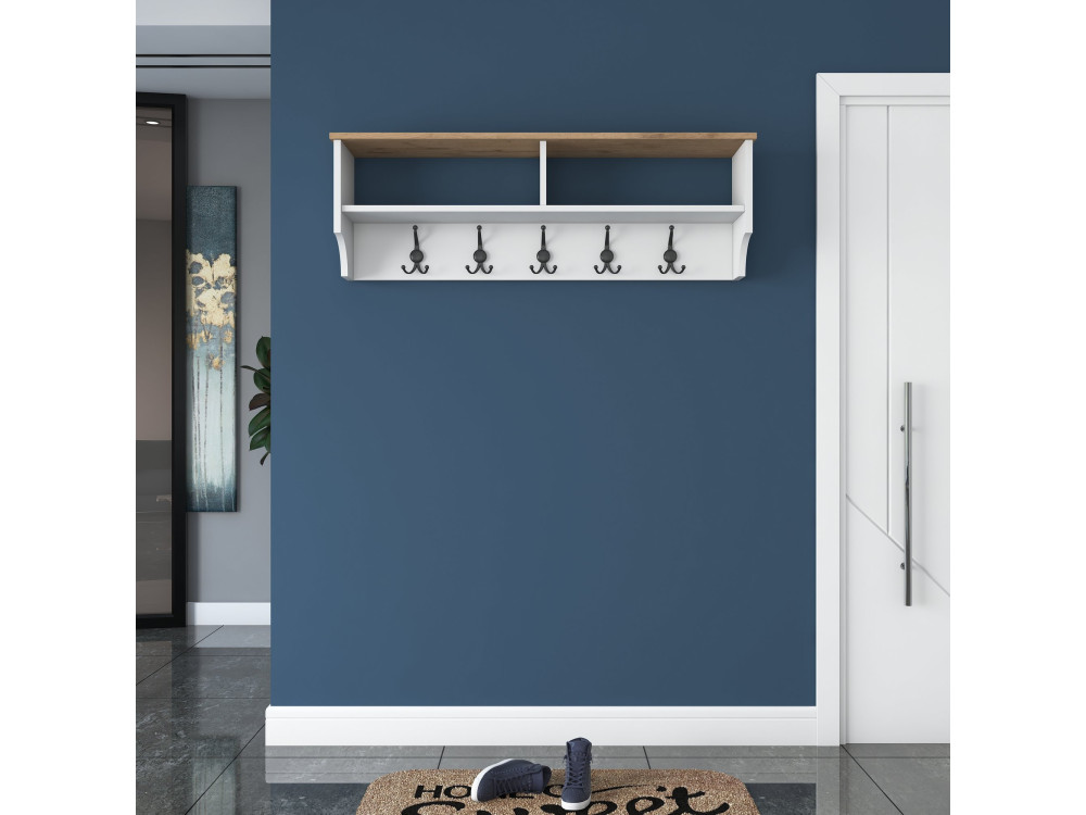 Wooden coat rack "Pino" - 120 x 22 x 37 cm - White