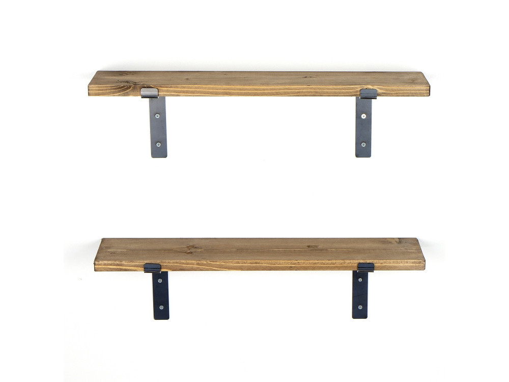 Set of 2 wooden wall shelves "Looby" - 60 x 14 x 16 cm - Brown