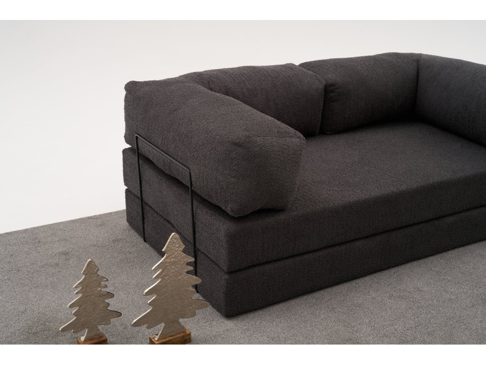3-seater fabric sofa "Comfort" - 190 x 95 x 75 cm - Charcoal grey