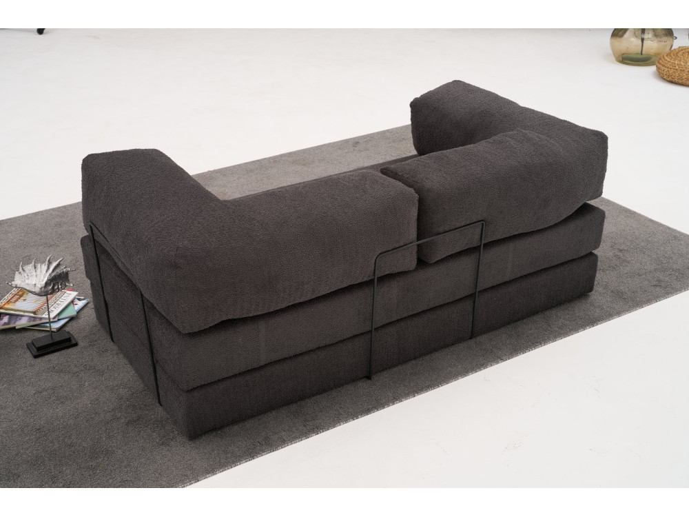 3-seater fabric sofa "Comfort" - 190 x 95 x 75 cm - Charcoal grey