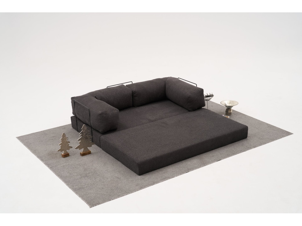 3-seater fabric sofa "Comfort" - 190 x 95 x 75 cm - Charcoal grey