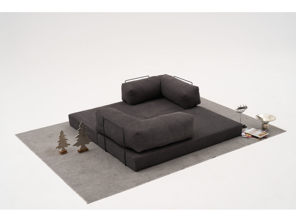 3-seater fabric sofa "Comfort" - 190 x 95 x 75 cm - Charcoal grey