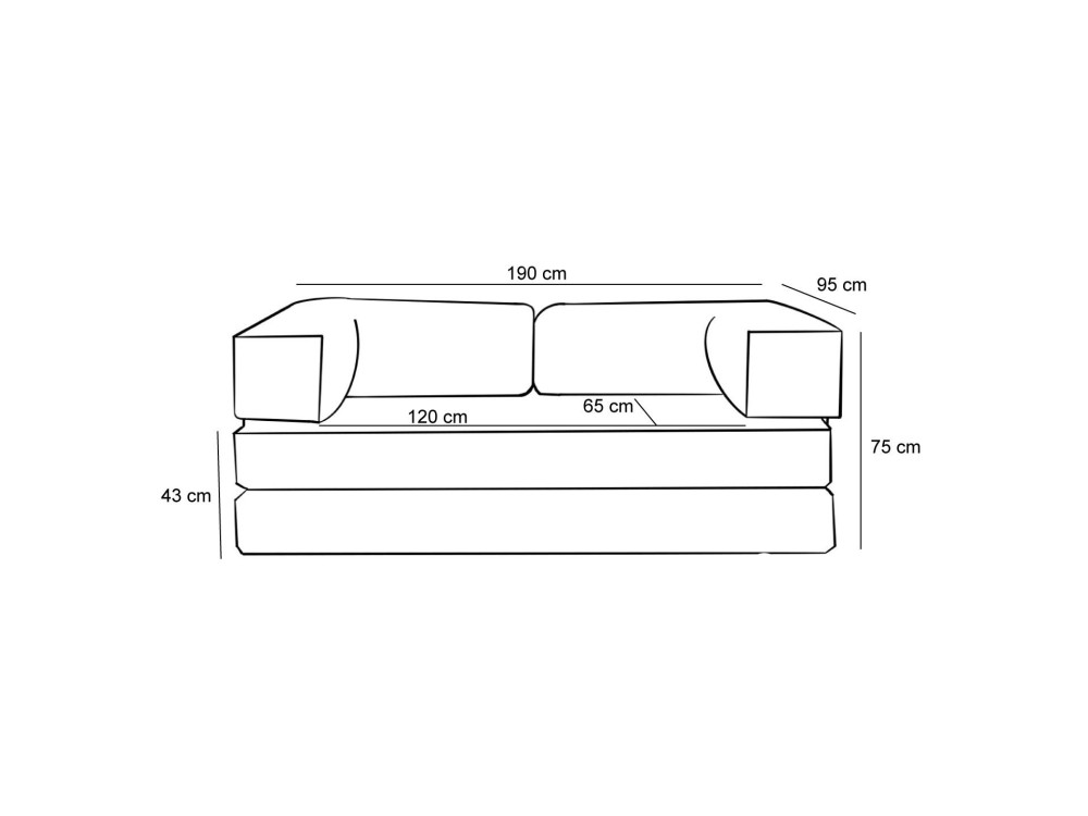 3-seater fabric sofa "Comfort" - 190 x 95 x 75 cm - Charcoal grey