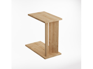 Lun" wooden side table - 25 x 50 x 48 cm - Beige