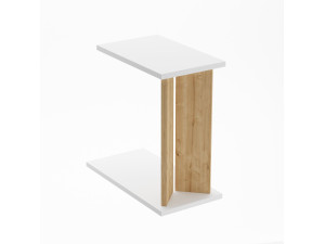 Lun" wooden side table - 25 x 50 x 48 cm - Beige