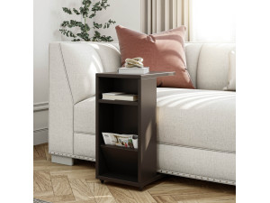 Filinta" wooden side table - 30 x 40 x 63 cm - Charcoal grey 2