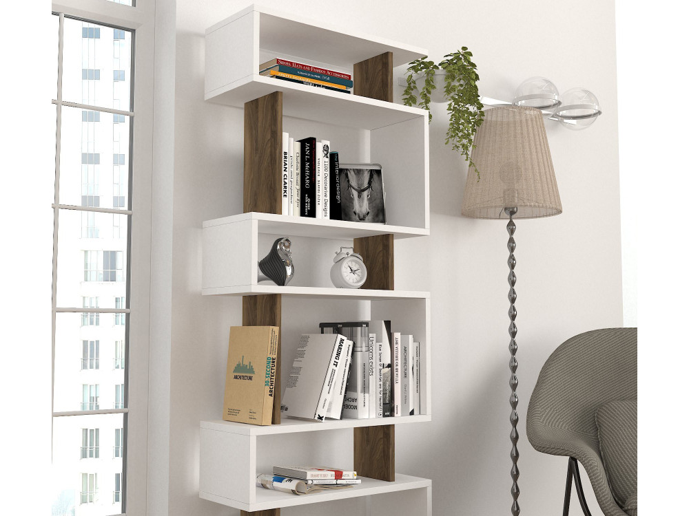 Blok" wooden bookcase - 60 x 19 x 165 cm - Brown